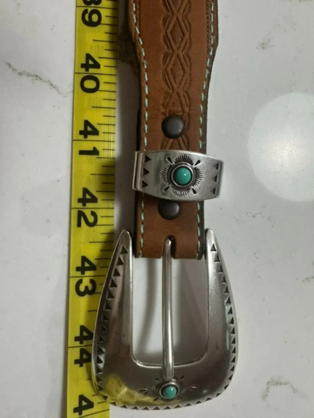 Tony Lama Dakota Women's Tooled Leather Western Belt Brown | XL